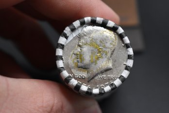 Unsearched Bank Roll Of 50 Cent Kennedy Half Dollar 1976 On One End 2002 D On The Other