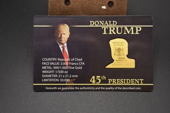 Trump 45th President Card With Gold 1/500 24K