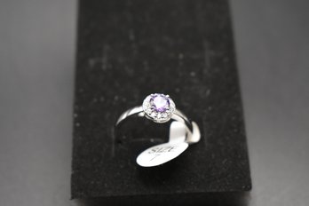 Size 7 Ring .925 Sterling Silver With A Amethyst Stone