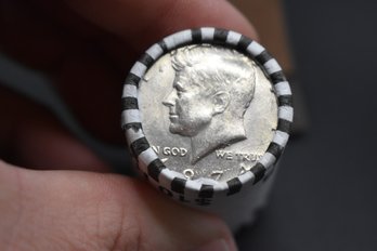 Unsearched Bank Roll Of 50 Cent Kennedy Half Dollar 1974 On One End