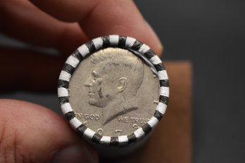 Unsearched Bank Roll Of 50 Cent Kennedy Half Dollars 1973 On One End Tails On The Other