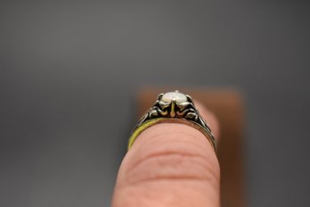 Size 5 1/4 Ring .925 Sterling Silver With Opal