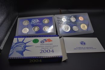 2004 S US Mint Proof Set With State Quarters And COA And Box