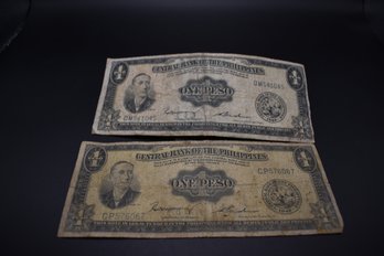 2 1949 Philippines One Peso Bills