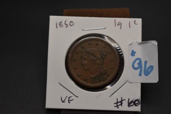 1850 Large  Cent Penny Very Fine Condition