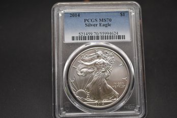 2014 Silver Eagle PCGS Graded MS70 Slabbed Coin