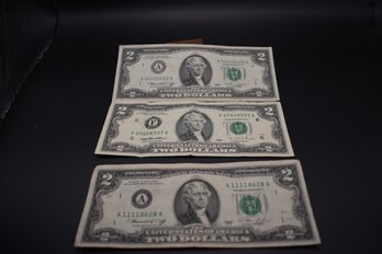 3 1976 US 2 Dollar Bills