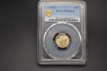 1936 S Mercury Dime MS66FB PCGS Graded Coin