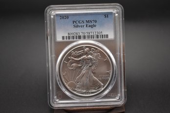 2020 Silver Eagle PCGS Graded MS70 Slabbed Coin