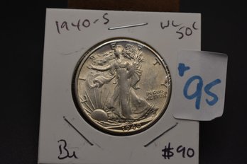 1940 S Walking Liberty Half Dollar %90 Silver Coin BU