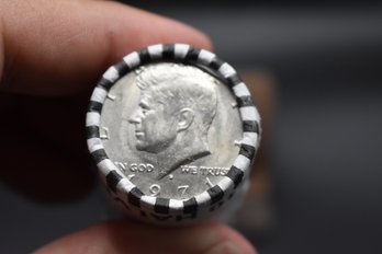 Unsearched Bank Roll Of 50 Cent Kennedy Half Dollar 1971D On One End Tails On The Other