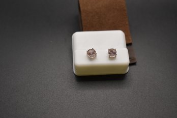 .925 Sterling Silver 8MM Morganite Ear Rings