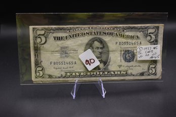 5 Pack Of 5 Dollar Silver Certificate Notes Various Conditions