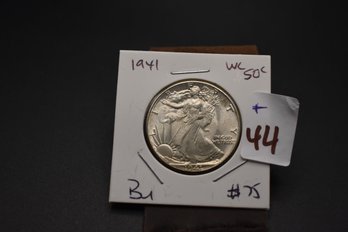 1941 Walking Liberty Half Dollar %90 Silver Coin BU