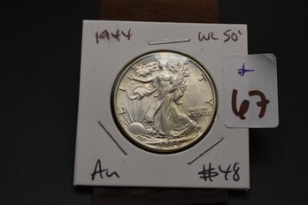 1944 Walking Liberty Half Dollar %90 Silver Coin AU