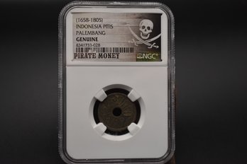 1658-1805 Indonesia Pitis Palembang NGC Genuine Pirate Money Coin