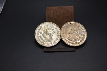 1966 And 1957 Un Peso Silver Coins