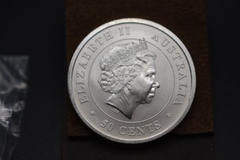 2014 50 Cent Australia Shark 1/2 Ounce Coin .9999 Fine Silver