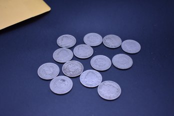 13 Liberty V Nickels 1900-1912 Coins Good To VF