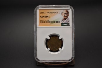 1862-1901 India 1/2 Penny Genuine NGC Coin