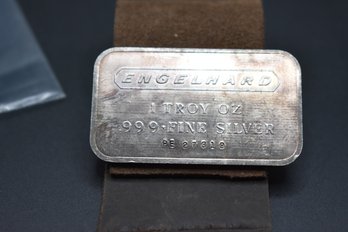 Vintage Engelhard 1 Troy OZ .999 Fine Silver Bar