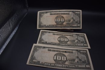 3 100 Pesos Notes Japanese Government