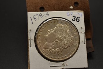 1878 S  Silver Morgan %90 Silver AU58 (147 Years Old)