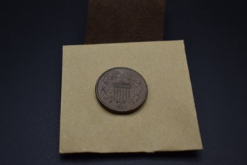 1869 2 Cent Shield Penny AU58