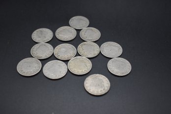 13 Liberty V Nickels 1900-1912 Coins Good To VF