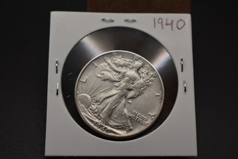 1940 Walking Liberty Half Dollar %90 Silver Coin AU 50