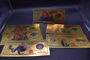 6 Little Mermaid Gold Foil 100 Bill