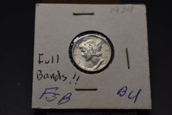 1939 Mercury Dime Full Bands BU