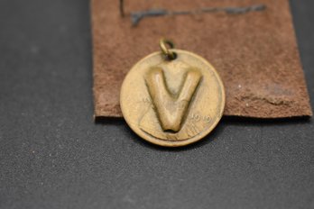 1919 Lincoln Wheat Penny Stamped Into A Necklace Charm For Victory