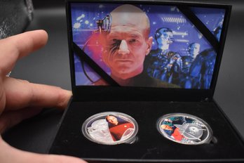 2 Piece Silver Plated Star Trek Coin Set With BOX