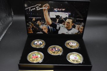 5 Piece Tom Brady Gold Plated Coin Set With Case