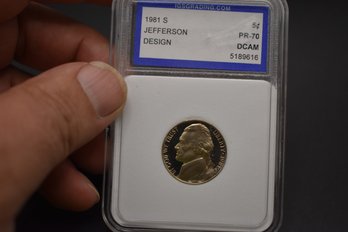 1981 S Jefferson Nickel PR70 DCAM Coin