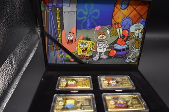 Sponge Bob 4 Bar Gold Plated Colorized Bar Set With Case