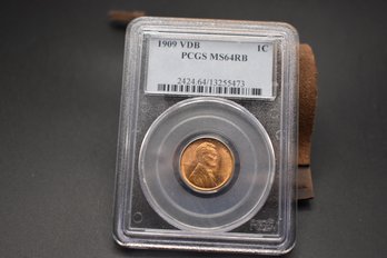1909 VDB Lincoln Penny PCGS Graded MS 64 RB