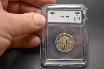 1925 Standing Liberty Quarter ICG Graded G6 Coin