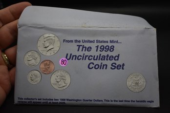 1998 US Mint Uncirculated Coin Set Denver And Philadelphia