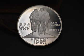 1995 P Olympics Cycling DCAM Coin %90 Silver