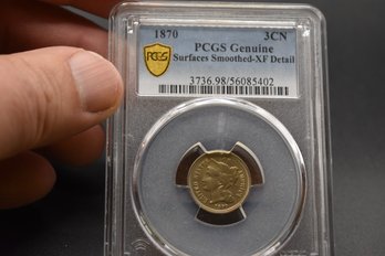 1870 3 Cent Coin PCGS Graded XF Detail
