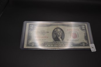 1953 A Series 2 Dollar Red Seal Note One Fold