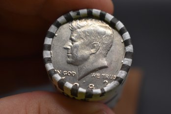 Unsearched Bank Roll Of 50 Cent Kennedy Half Dollar Coins 1982 On One End Tails On The Other