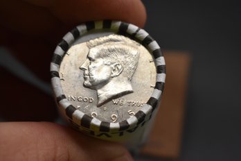 Unsearched Bank Roll Of 50 Cent Kennedy Half Dollar Coins 1995 On One End Tails On The Other