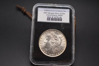 1887  Silver Morgan %90 Silver MS60 Uncirculated Coin