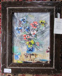 Signed MORRIS KATZ, Original PAINTING On Board, Multicolor FLORAL Still Life, Appx 22.5' X 18.5,' Framed