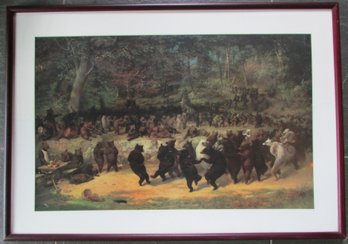 Vintage WILLIAM HOLBROOK BEARD Print, 'BEAR DANCE,' Approx 37' X 26,' Framed