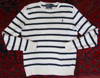 Vintage POLO RALPH LAUREN Brand, Men's Knit SWEATER, 100% Cotton, Crew Neck, Embroidery