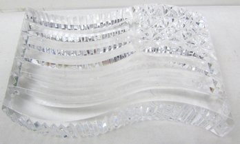 Vintage WATERFORD Brand, Crystal Clear USA FLAG PAPERWEIGHT, Fine Lead CRYSTAL, Appx 4.5'